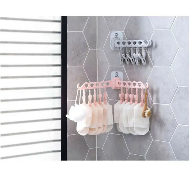 

New arrival Folding Clothes Hanger Hook Socks Room Magic Organizer Save Space On Wall Plastic Cloth Closet Organizer