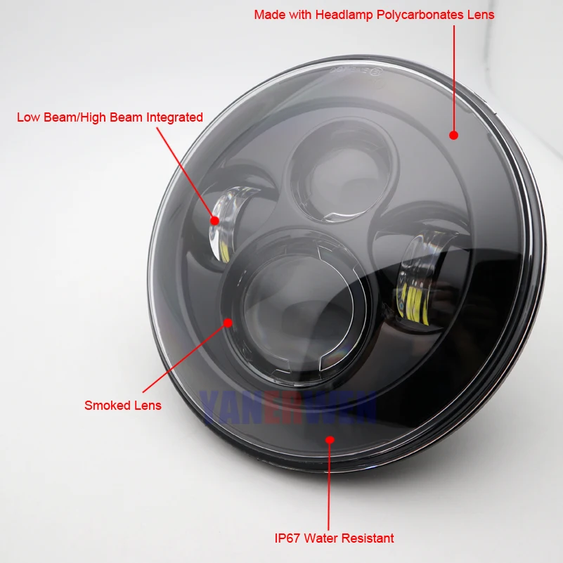 Мотоцикл фара 7 дюймов мотоцикл Проектор Hi/Lo LED лампочка фары мотоцикл светодиодный свет Высокий Низкий Луч