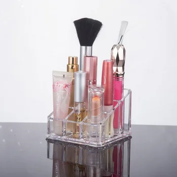 

Mordoa Quality Crystal 9 Lipsticks Holder Clear Acrylic Cosmetics Storage Holder Make-up Organizer box Desktop Nail Polish rack