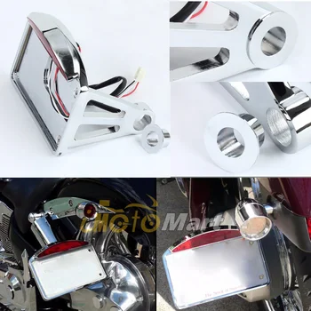 

Chrome Aluminum Motorcycle Accessories Side Mount License Plate Bracket Frame LED Tail Light For Harley Bobber Chopper Cruisers