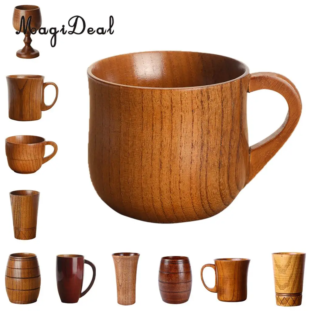 

MagiDeal 11 Styles Jujube Wooden Handmade Water Coffee Mug Cup Tea Beer Juice Milk Mugs Drink Cups- Gift