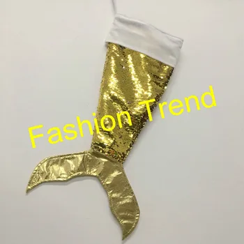 

100pcs/lot monogram 5 colors good quality double sides mermaid Christmas tail stocking sequins X-mas stocking candy bag