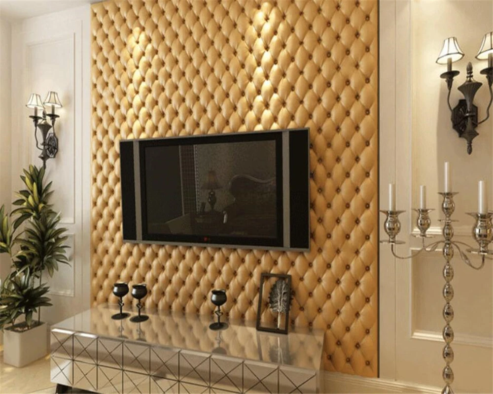 Beibehang Gaya Eropa Kulit Imitasi Wallpaper 3D Tas Lembut Wallpaper