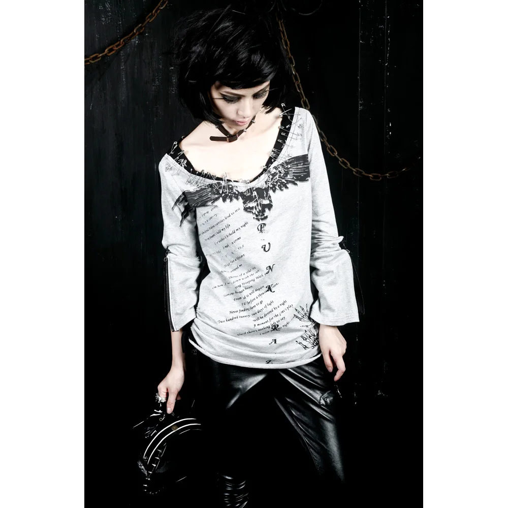 

Punk Rockabilly Printed Top Shirt Cotton Women fashion Visual kei T272 S-3XL