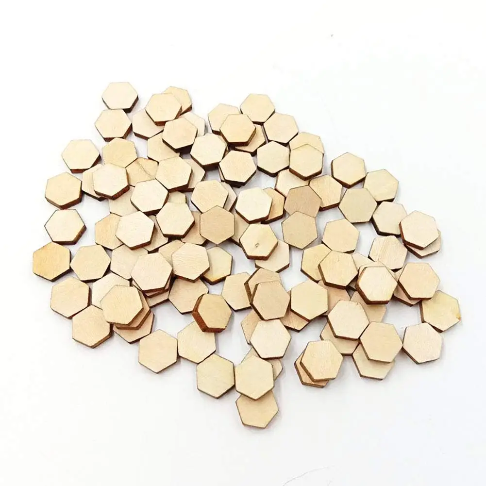 50pcs 30mm 1.18inch Wood Hexagon Cutout Shapes Unfinished Wood Mosaic Tile DIY Craft Supplies Wedding Decor