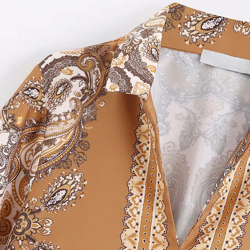 خمر أنيق الزهور طباعة قمم النساء البلوزات 2019 الأزياء V الرقبة مضيئة كم شيك السيدات القمصان عارضة Blusas موهير