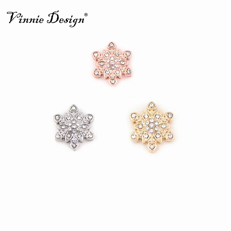

Vinnie Design Jewelry Crystal Snowflake Slide Charms fit on 10mm Keeper Stainless Steel Mesh Wrap Bracelet 10pcs/lot