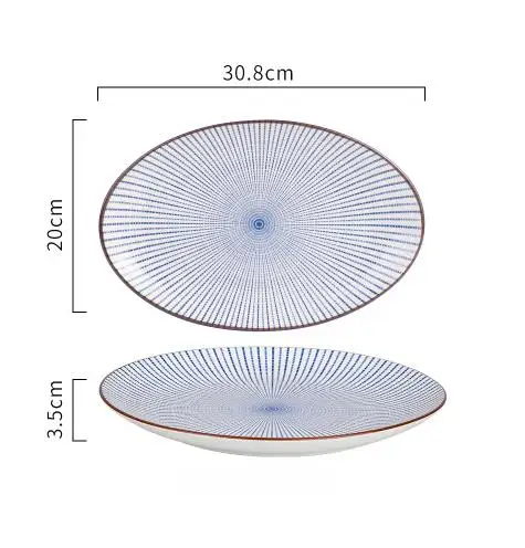 ANTOWALL японский стиль керамическая посуда, миска для микроволновой печи на пару риса, соус блюдо, глубокая суши тарелка, суповая миска ложка - Цвет: oval plate