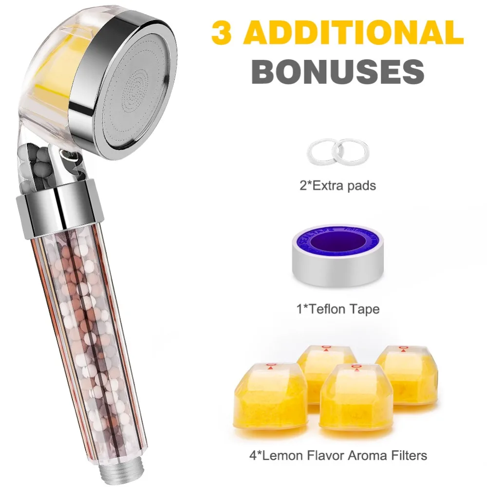 Kaufen Filter Dusche Kopf mit 4 Ersatz Aroma Filter Bad Wasser Therapie Dusche Anion SPA Handheld Dusche Kopf Hochdruck