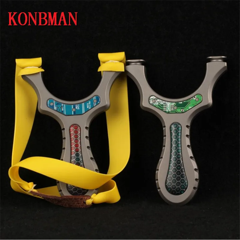 

Powerful Titanium alloy Hunting Slingshot Catapult with Rubber Band Outdoor Shooting Game Circuit board decoration Collection
