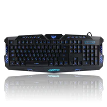 Inglés/Ruso Del Teclado Con Cable Teclado Para Juegos de Ordenador LED Rojo/Púrpura/Azul Powered Juego Teclado Retroiluminado Gamer PC para el Ordenador Portátil