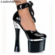 LAIJIANJINXIA/Лидер продаж; пикантные туфли из лакированной кожи на очень высоком каблуке 18 см; обувь для сцены; обувь для танцев