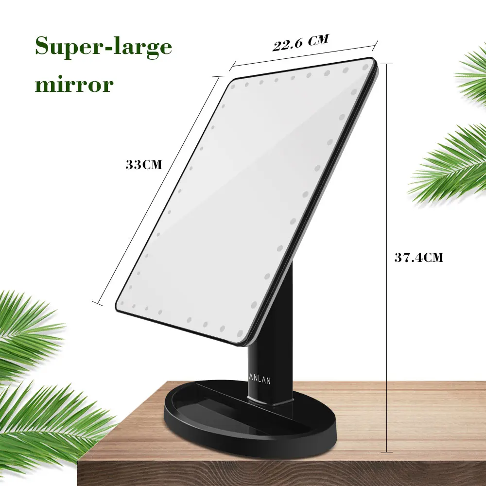  ANLAN Super Large LED Touch Screen Makeup Mirror Mirror With 35 LED Lights/Light Bar 360 Degree Adj - 33005687937