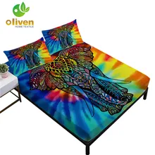 Tie Dyeing Elephant Sheet Set Colorful Mandala Print Fitted Sheet Bed Linens Deep Pocket Sheet Bedding Set Pillowcase D45 Tie Dyeing Elephant Sheet Set Colorful Mandala Print Fitted Sheet Bed Linens Deep Pocket Sheet Bedding Set Pillowcase D45