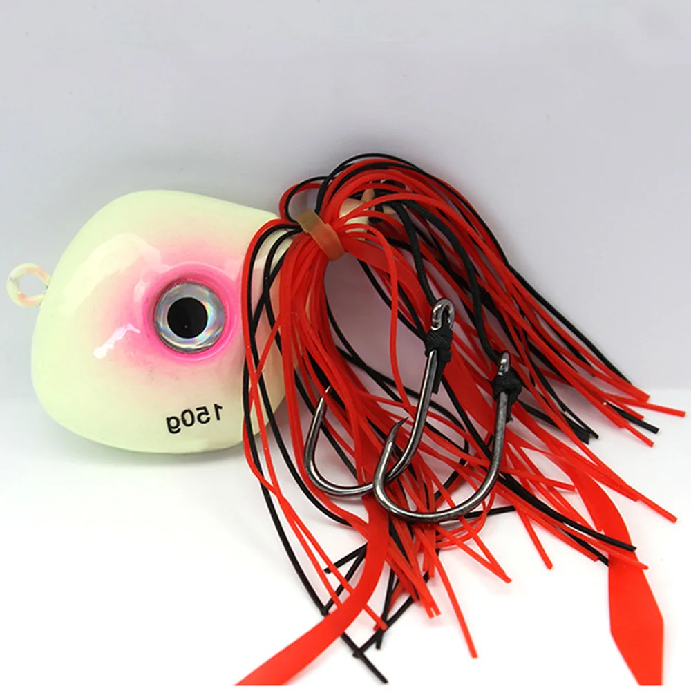 

150g 250g new design rubber metal luminous lead head jig silicone skirt fishing lure