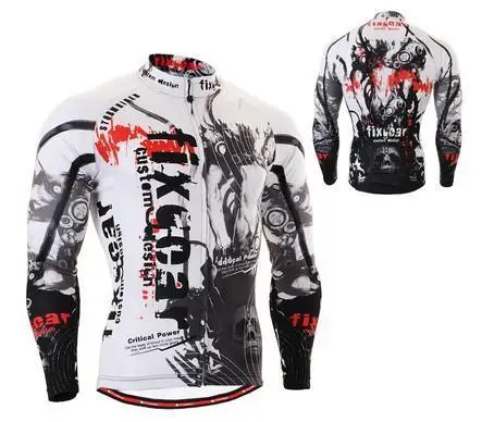 Men`s Long Sleeve Cycling Jersey Technical Full Graphic MTB Road Bike Bicycle Gear With Useful 3 Rear-pockets ; Non-slip Band