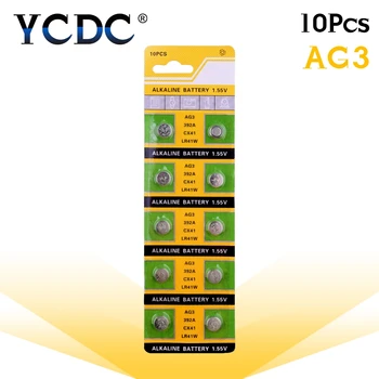 

YCDC 10pcs 1.55V Button Battery AG3 SR41W SR41 L736 384 392 Alkaline Coin Cell Button Batteries For Watches Calculators