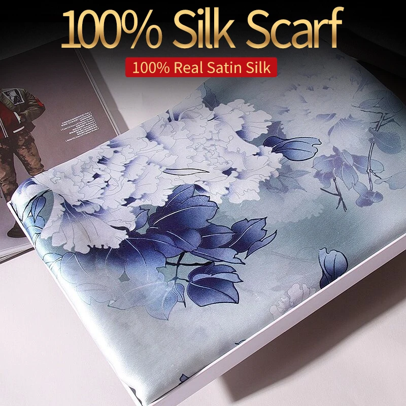 

100% Real Silk Scarf Women 2019 Hangzhou Silk Shawls and Wraps for Ladies Luxury Print Foulard Femme Pure Natural Silk Scarves