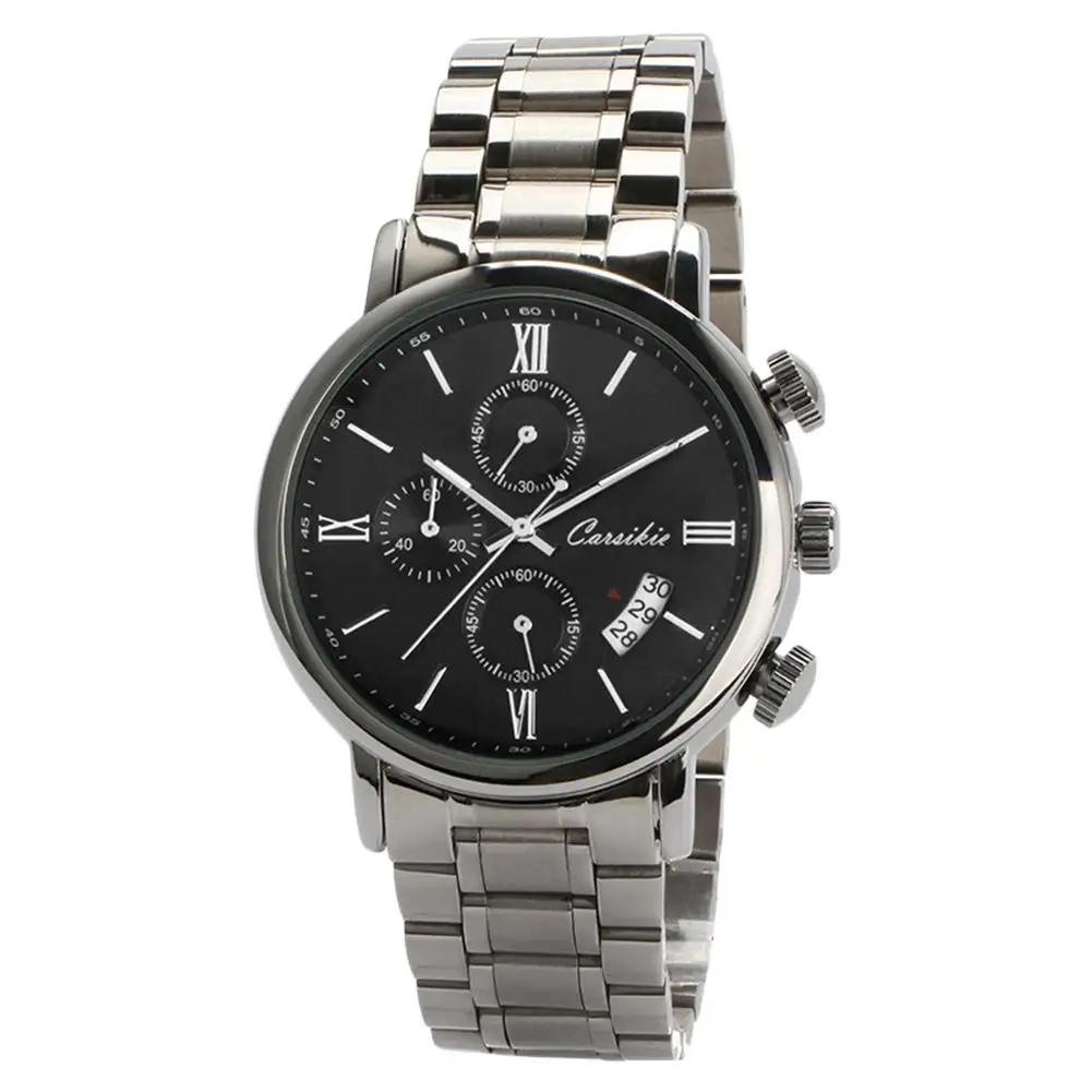 

Fashion Business Men Stainless Steel Multifunction Calender Quartz Wrist Watch SANWOOD