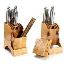 Деревянная подставка для ножей бамбуковый нож блок стойка кухонная сушилка для хранения подвесная корзина посуда кухонный инструмент высокого качества