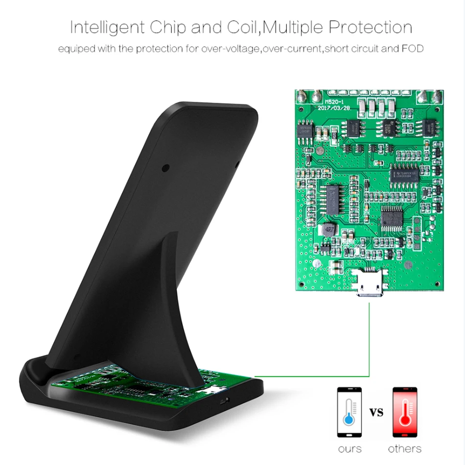 !ACCEZZ LED 7.5W Fast Qi Wireless Charging For iPhone X 8 Plus XS MAX XR Xiaomi MIX 2S 10W Vertical Charger For Huawei Mate RS (5)
