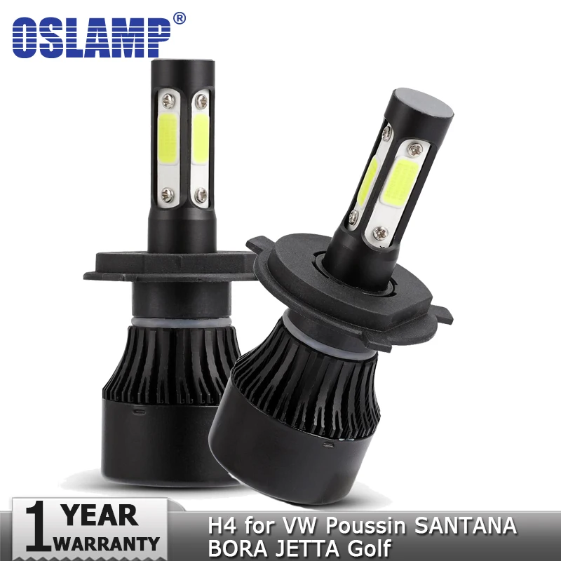 Oslamp Новый 4 стороны 100 W 10000LM H4 светодиодный фары лампы Hi lo луч авто 12 v 24 для VW Пуссен