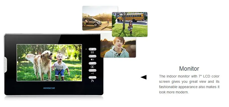 Homssecur 7 "видео и аудио многоквартирное видео двери комплект для ввода + наружное наблюдение для 10 семей