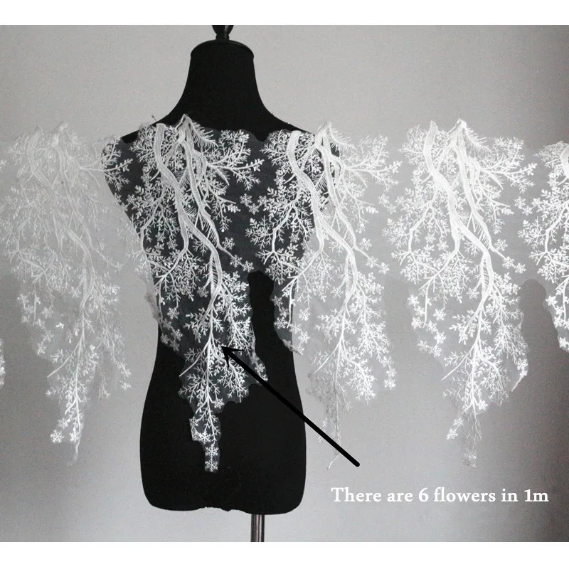 

Delicate 1m Ivory Snowflake tree Romatic Fabric Flower Venise Venice Lace Trim Applique Sewing Craft for Wedding Dec. LW0124