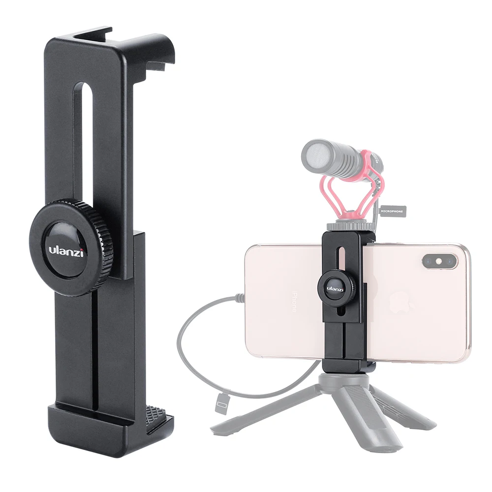 ULANZI ST-02L алюминиевый держатель штатива для телефона адаптер с микрофоном Холодный башмак крепление для iPhone X XS MAX Android Мобильный Vlog установка