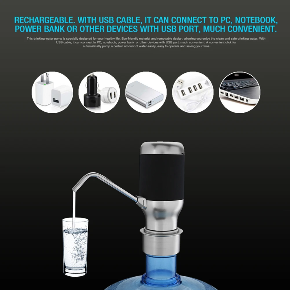 LICE Беспроводная электрическая автоматическая бутылка для воды насос умный диспенсер с Usb перезаряжаемая электрическая батарея Питьевая
