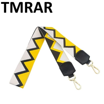 

2019 New handbags strap triangle design belt national stripe star canvas bag straps trendy easy holding shoulder straps qn254