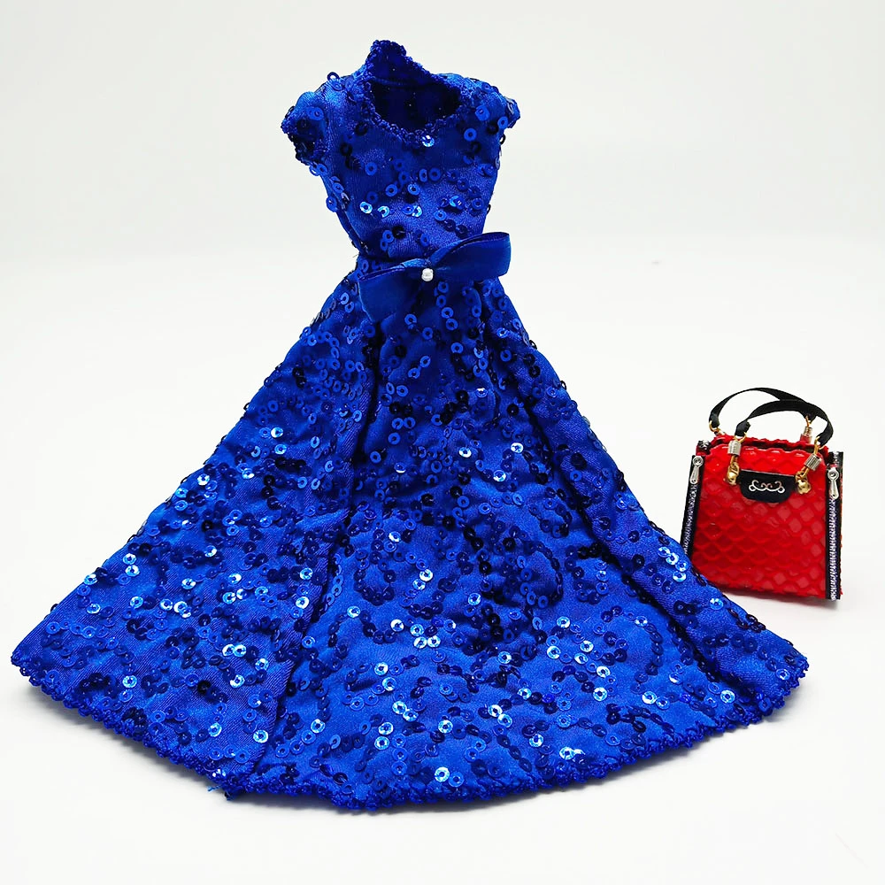 Es una suerte que Pasado Provisional Vestido azul y bolsa roja para fiesta, vestido de noche, falda de HIGH  WAISTED, accesorios para muñeca BJD, estilo ostentoso, 1/6|Muñecas| -  AliExpress