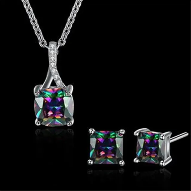 Fashion Jewelry White Gold Color Colour Cubic Zirconia Earrings And Fashion Jewelry White Gold Color Colour Cubic Zirconia Earrings And Pendant Neckalce Sets Women Engagement