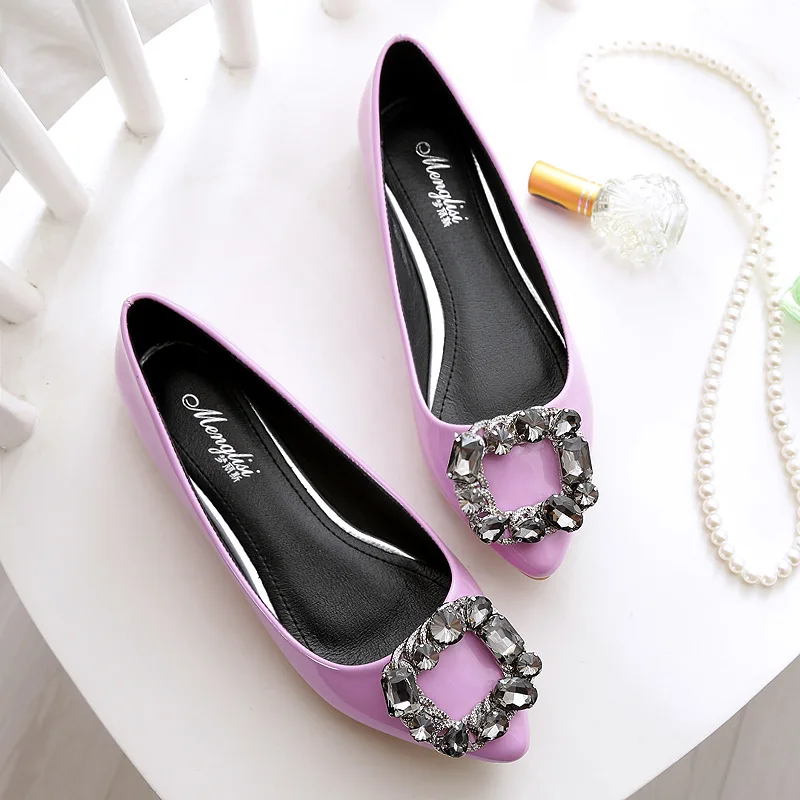 Женские мокасины с острым носком из ПУ кожи со стразами|designer women flats|women designer flatswomen