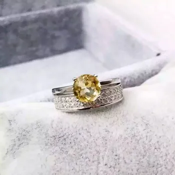 

Fidelity Natural 8mm yellow crystal Ring s925 sterling silver fashion fine Jewelry for women party Natural gemstone