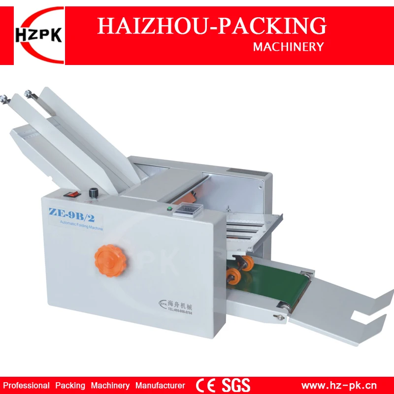 

HZPK Tabletop Paper Folding Machine Fold Plate Folder Stacking Machine For Office Business Folding Machine Two Folder ZE-9B/2