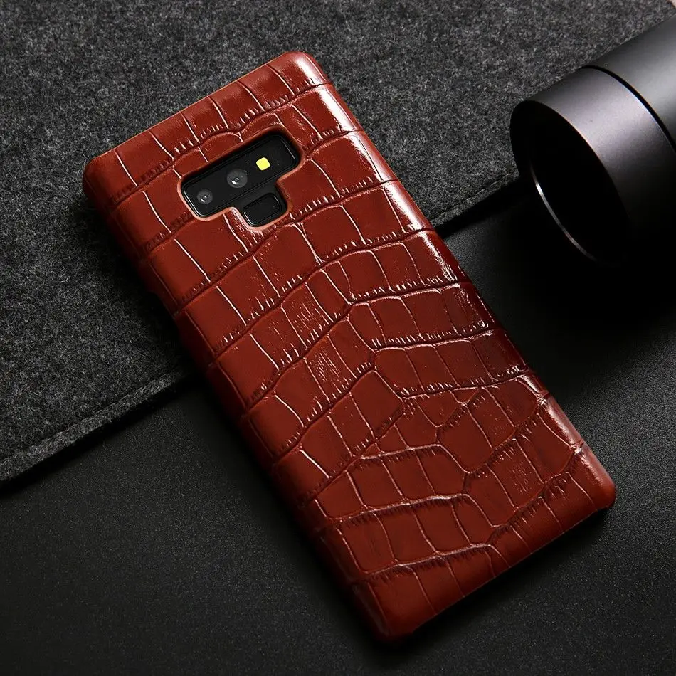 

Чехол для задней крышки из натуральной кожи для Samsung Note 8 9 10 Crocodile Grain Coque, бренд классических чехлов ручной работы, оригинальная натуральная кожа