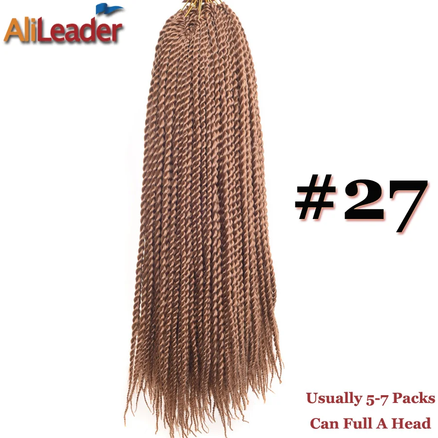 AliLeader, 30 прядей, косички, крученые, вязанные волосы для наращивания, 1-10 упаковок, Омбре, синтетические, вязанные, Сенегальские, крученые волосы, 18 дюймов - Цвет: #27