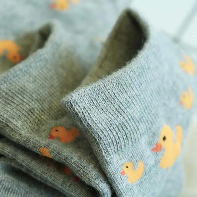 Fashion Women Cute Duck Patterned Short Socks 6 Pairs Per Set Colorful Funny Women Cotton Cartoon Animal Socks Hipster Duck Sox