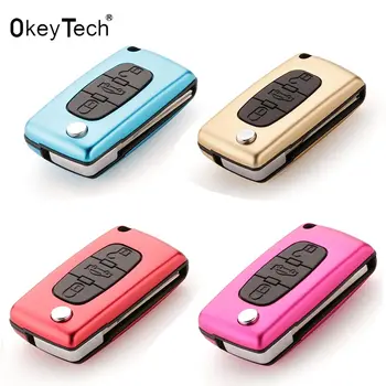 

OkeyTech Folding Flip Key car key Shell auto key for Citroen c4 c5 c3 3 for peugeot 307 206 207 407 Switchblade key case Remote