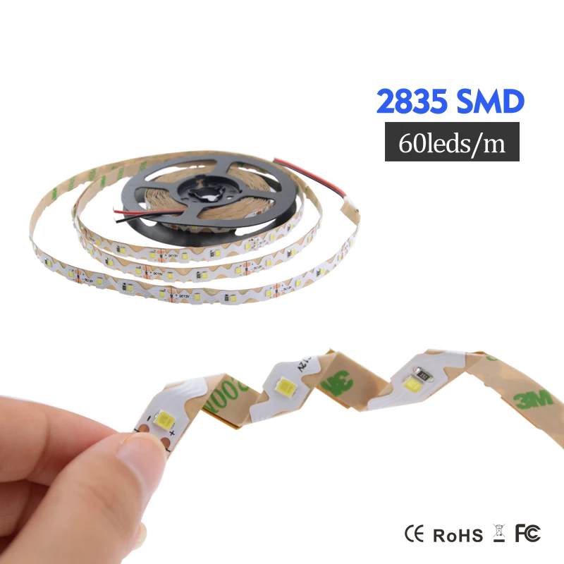 S форма Светодиодная лента 5 м 300LED SMD 2835 DC 12V сгибаемый гибкий светодиодный для