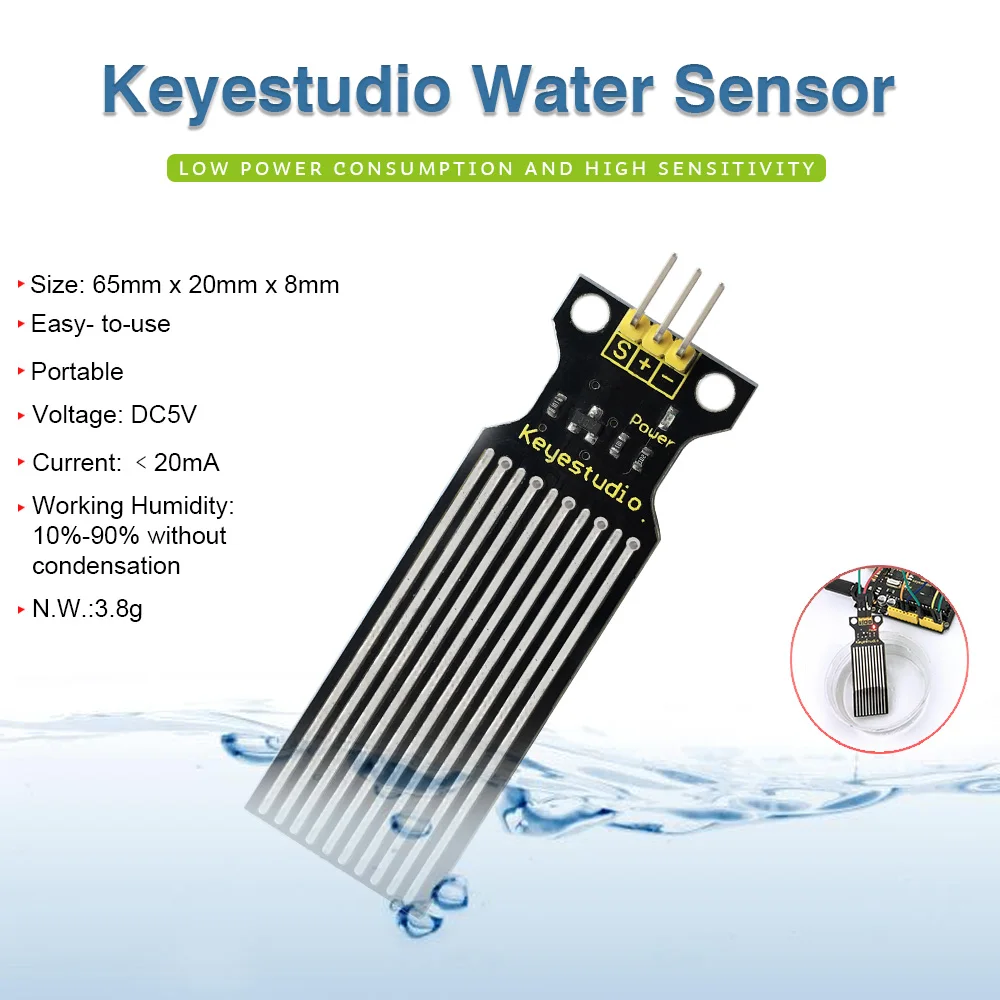 Бесплатная доставка! Keyestudio датчик уровня воды модуль обнаружения капель для Arduino