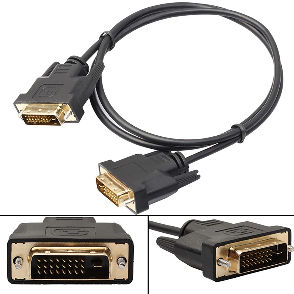 LCD Digital Monitor DVI D To DVI-D Gold Male 24+1 Pin Dual Link TV Cable For TFT 