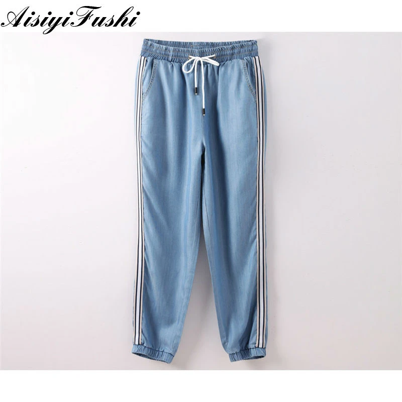 elastic waist jean capris