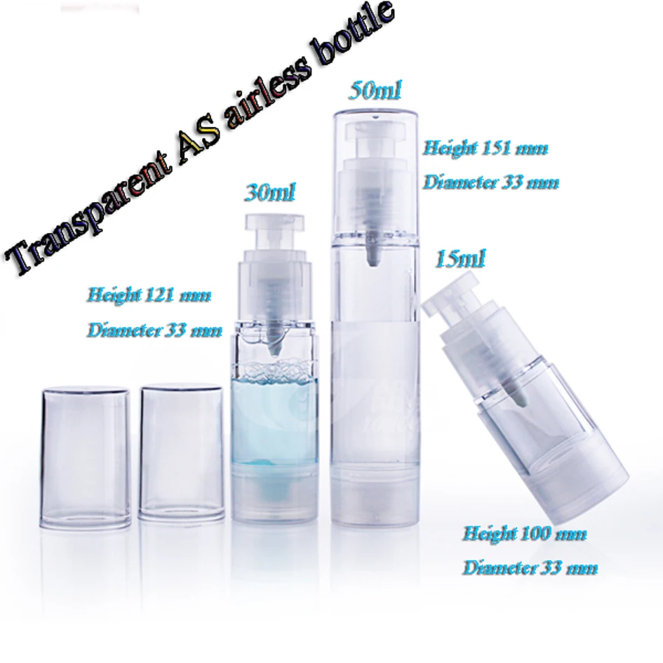 15ml 30ml 50ml 50pcs/lot AS all Transparent airless bottle