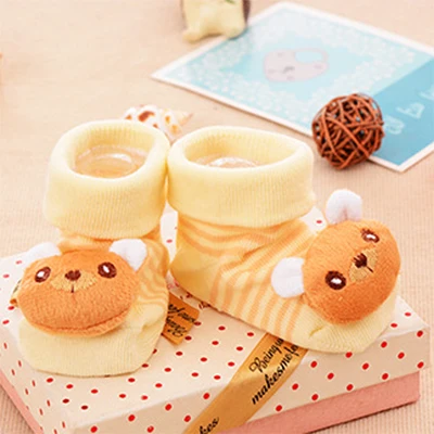 Лидер продаж; Новинка Дизайн 1 пара кошка с нарисованной клубничкой; Носки для новорожденных малышей подходит для малышей от 0 до 18 месяцев Зимние хлопковые носки, нескользящие носки-тапочки; нескользящие - Цвет: Khaki