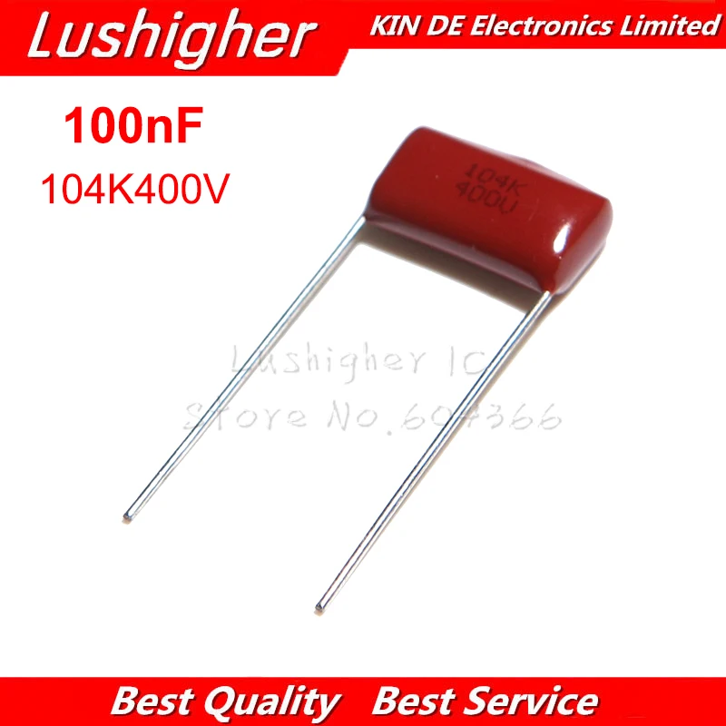 Полипропиленовый пленочный конденсатор 104K400V 0 1 мкФ 100NF шаг 15 мм 400V 104J 104K CBB 10 шт. |