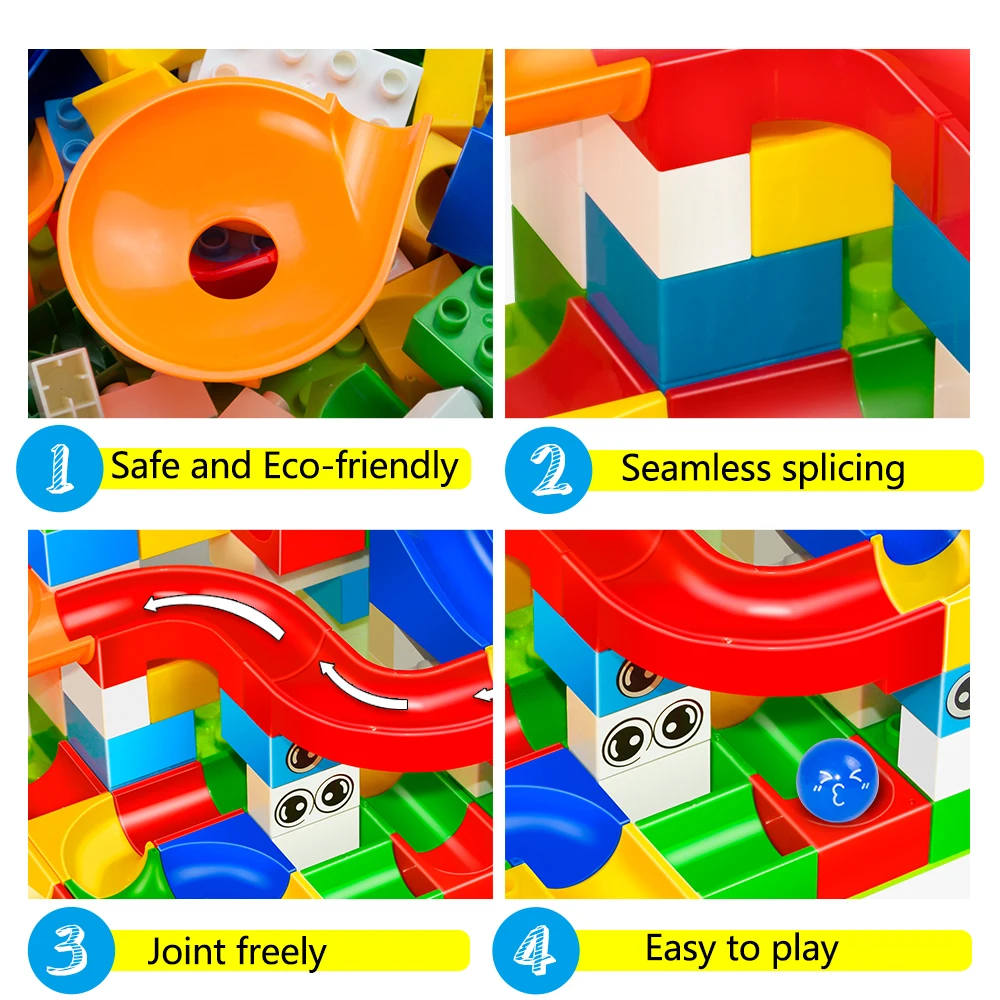 74-296pcs Marble Race Run Maze Ball Track Building Blocks ABS Funnel Slide Big Size Bricks Compatible Legoing Duplo kids Blocks 74-296pcs Marble Race Run Maze Ball Track Building Blocks ABS Funnel Slide Big Size Bricks Compatible Legoing Duplo kids Blocks