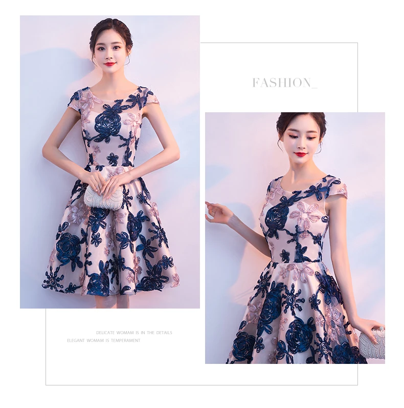 Robe de soiree 2019 New Elegant Formal Embroidery Short Prom Dresses Evening Dresses Vestido De Festa Party Dresses Prom Gown