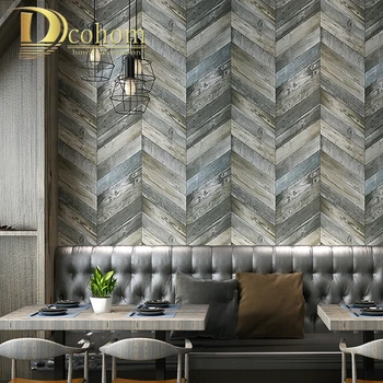 

Vintage Faux Wood Wall Wallpaper American Nostalgia Style 3D Wallpapers For Living Room Cafe Restaurant Decor Wall Paper Rolls